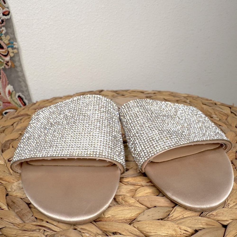 Jewel Badgley Mischka Sandal Flats Khaleesi Jeweled Slides Rhinestone Crystal - Picture 6 of 8